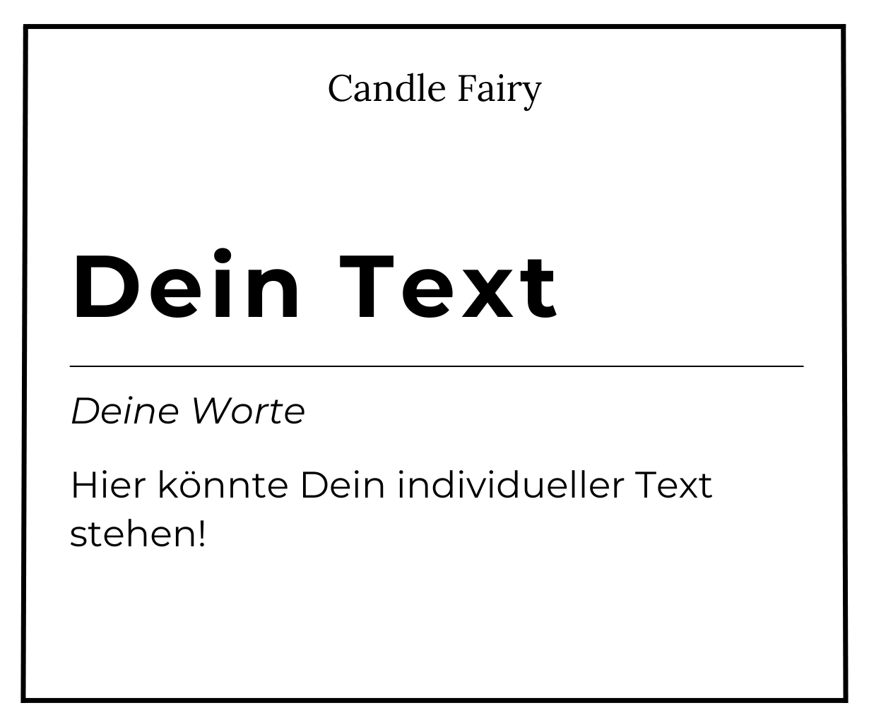 Candle Fairy - Handgefertigte Duftkerze - Dein individueller Text